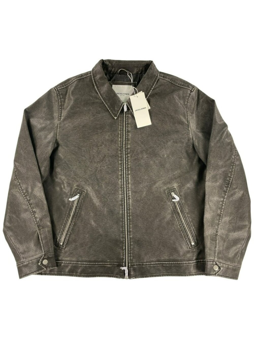 Jack & Jones Casablanca Jacket Faux Black Leather Full Zip Men's Size Large NEW